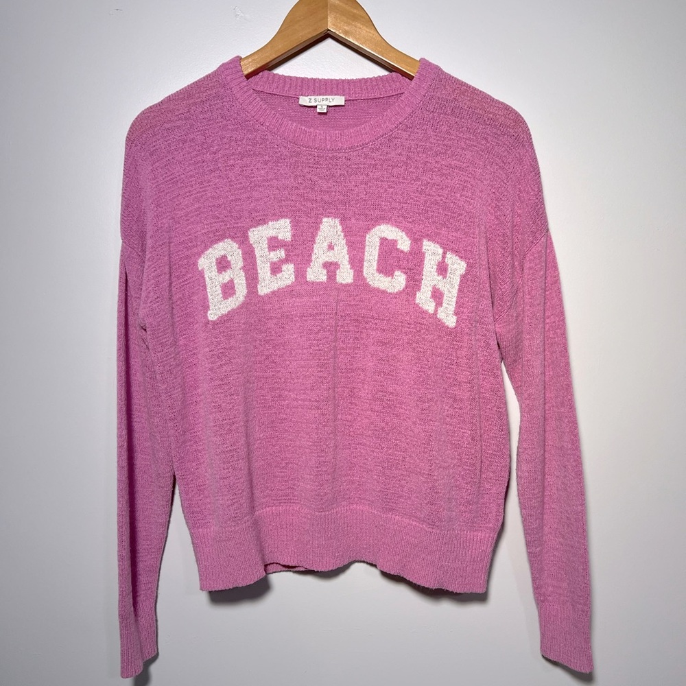 Z SUPPLY Larisa Beach Vacay Pink Crew Neck Sweater Shirt Like New